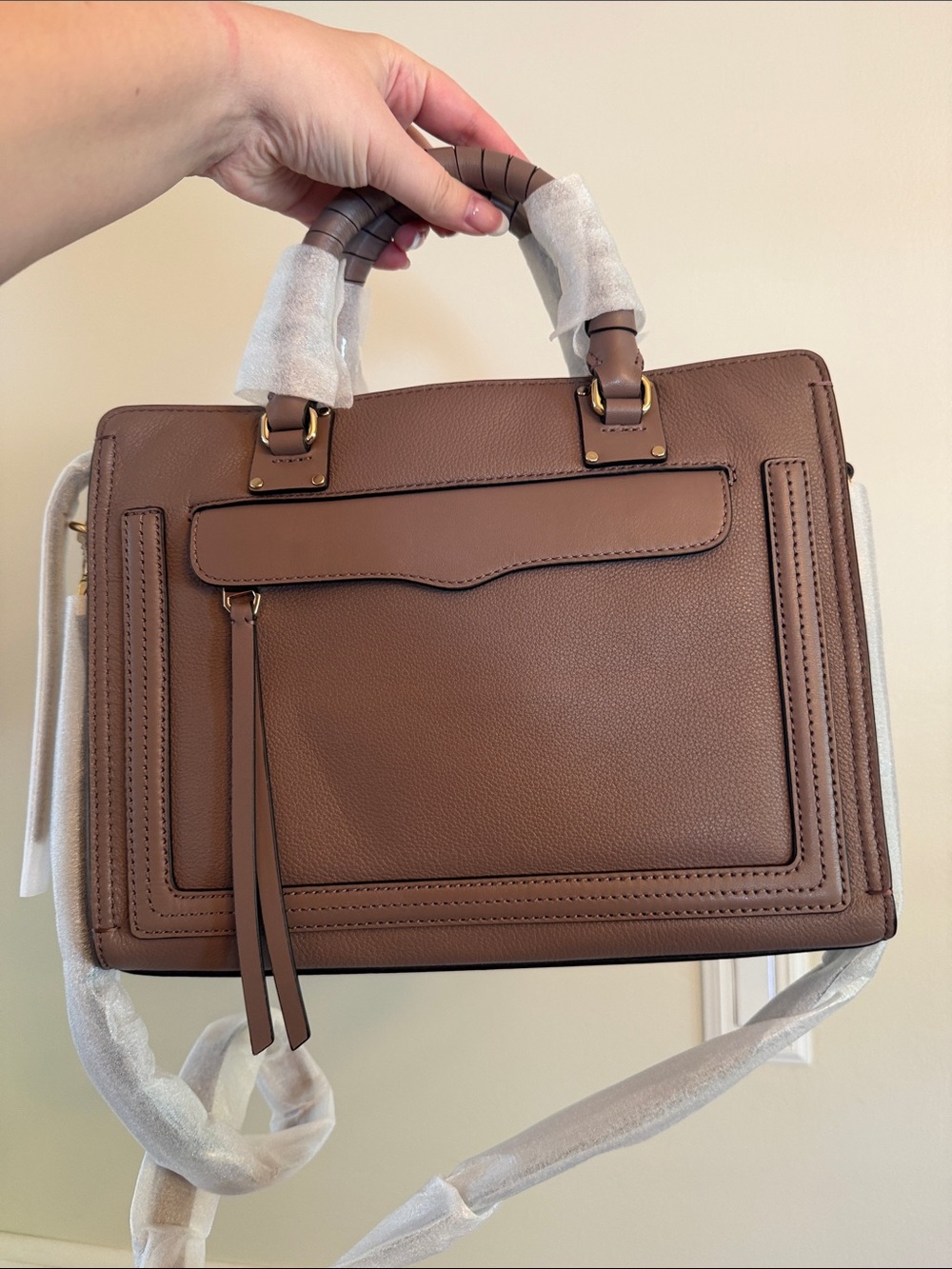 Rebecca Minkoff Bree Medium Top Zip Satchel color Mink